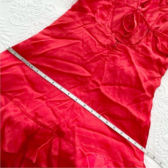 NWOT Lulus Carmela Coral Red Ruffled Mini Dress Small - Picture 8 of 9
